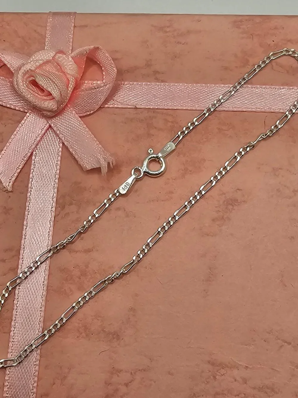 Sterling Silver 925 High Polished Figaro Bracelet 1.7mm 9 inches
